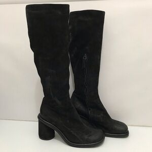 ERNESTO DOLANI Black Suede Knee-High Women's Boots Size 38